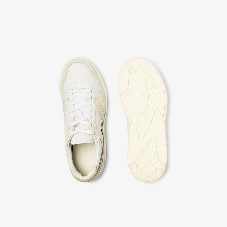 Lacoste Game Advance Luxe Lær and Semsket Skinn Sneakers Hvite Hvite | 7NmO2WpJ