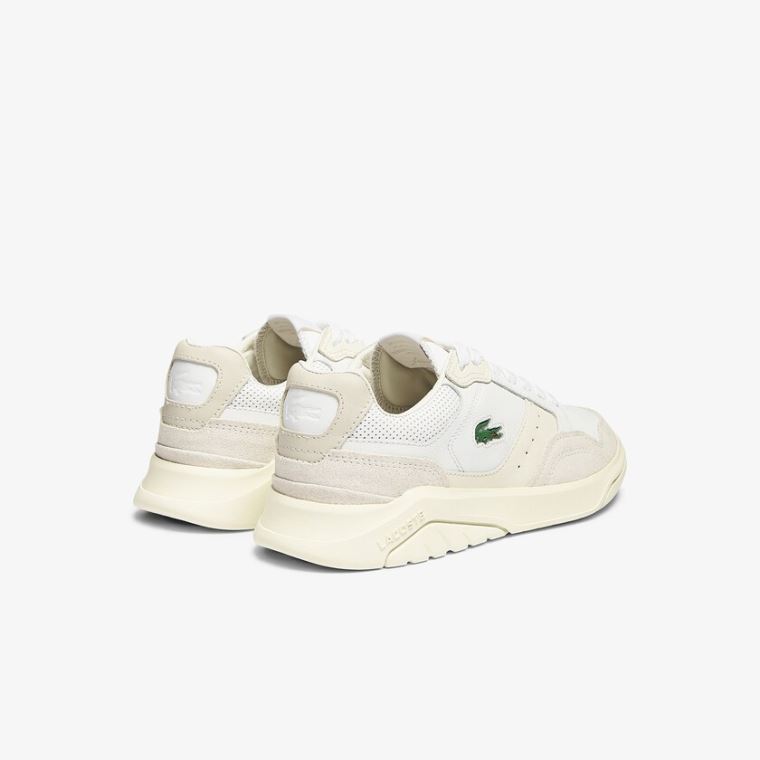 Lacoste Game Advance Luxe Lær and Semsket Skinn Sneakers Hvite Hvite | Q51CdOrQ