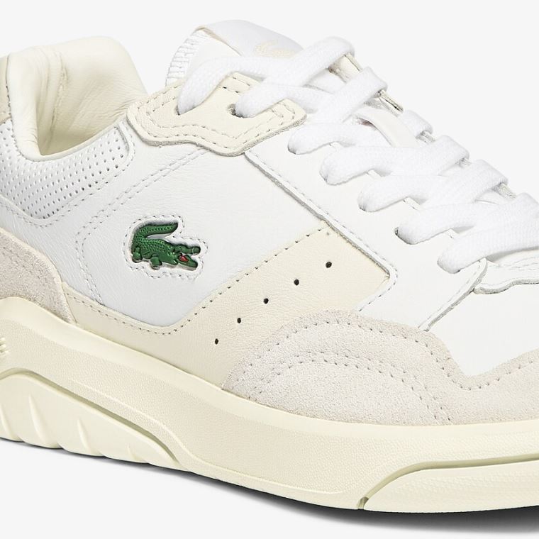 Lacoste Game Advance Luxe Lær and Semsket Skinn Sneakers Hvite Hvite | Q51CdOrQ