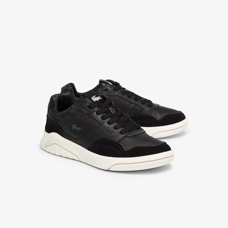 Lacoste Game Advance Luxe Lær and Semsket Skinn Sneakers Svarte Grå | qYTPachp