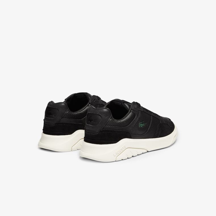 Lacoste Game Advance Luxe Lær and Semsket Skinn Sneakers Svarte Grå | qYTPachp