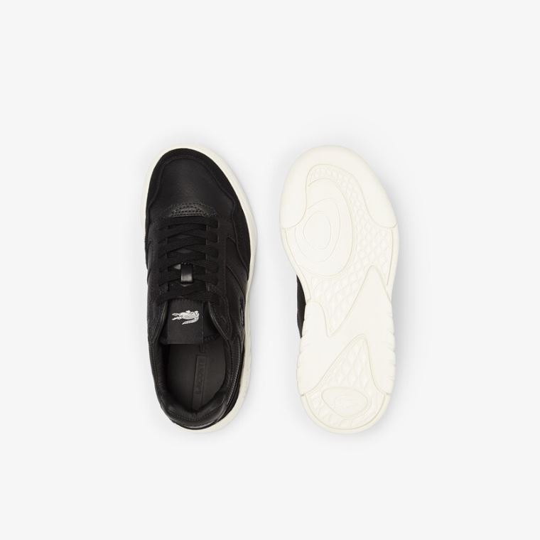 Lacoste Game Advance Luxe Lær and Semsket Skinn Sneakers Svarte Grå | qYTPachp