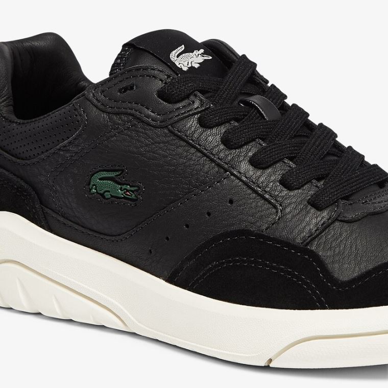 Lacoste Game Advance Luxe Lær and Semsket Skinn Sneakers Svarte Grå | qYTPachp