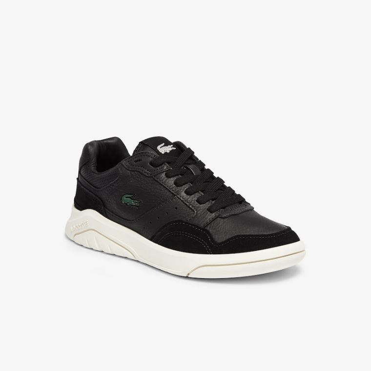 Lacoste Game Advance Luxe Lær and Semsket Skinn Sneakers Svarte Grå | qYTPachp