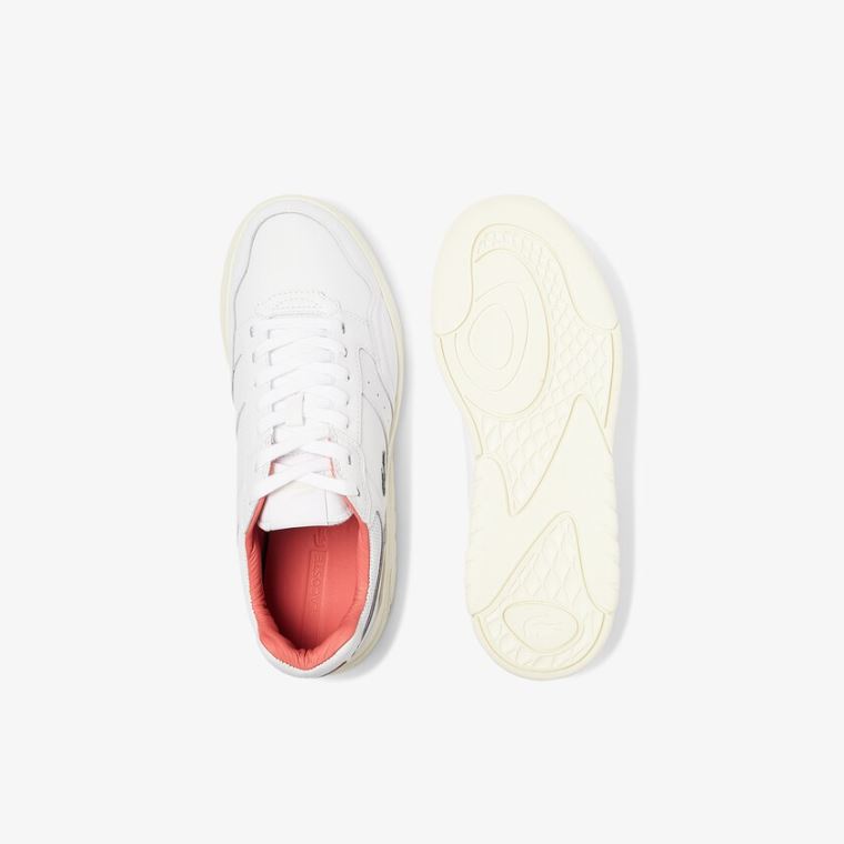 Lacoste Game Advance Luxe Lær and Semsket Skinn Sneakers Hvite Rosa | sAyLj6xo