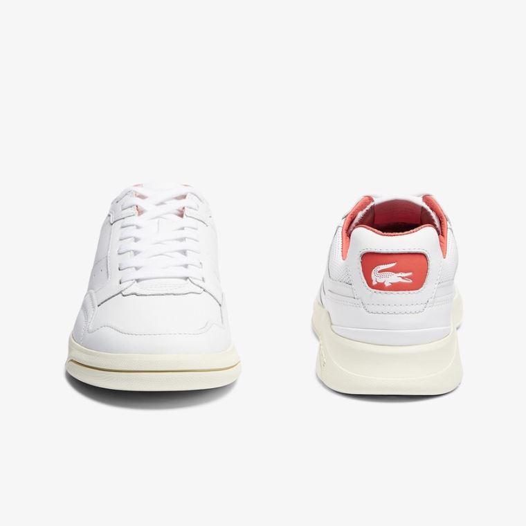 Lacoste Game Advance Luxe Lær and Semsket Skinn Sneakers Hvite Rosa | sAyLj6xo