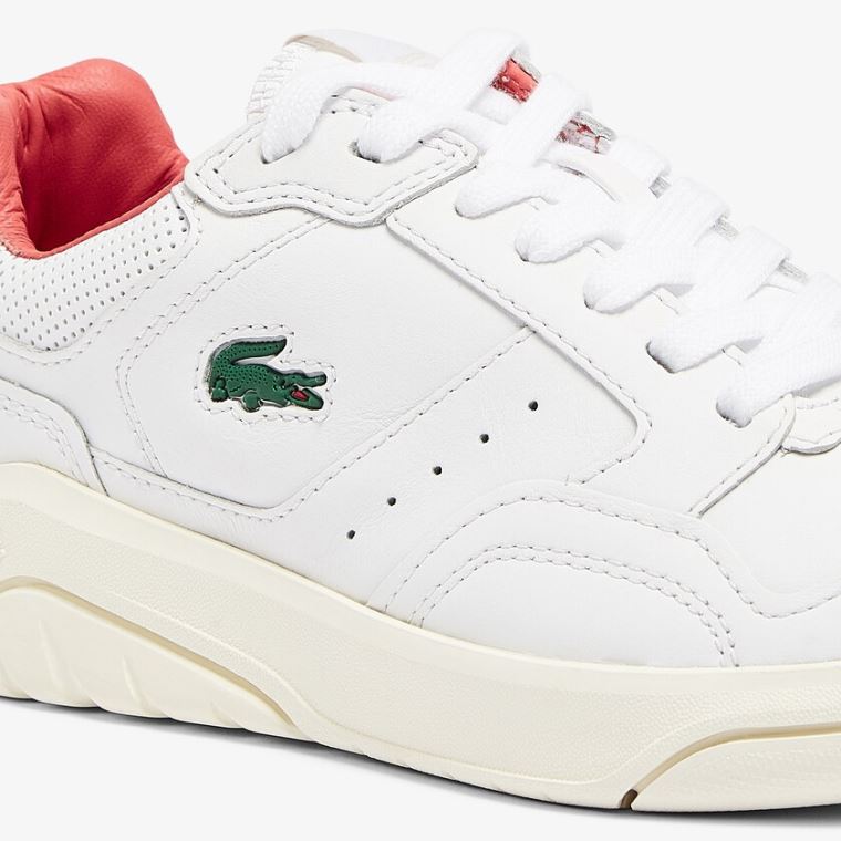 Lacoste Game Advance Lær Sneakers Hvite Rosa | 6MZCjMtH