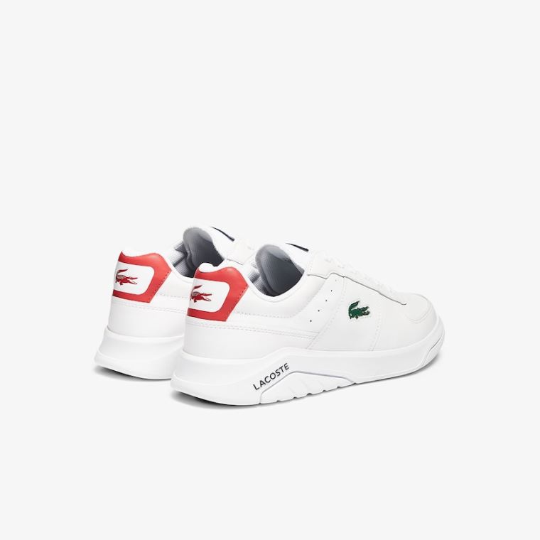 Lacoste Game Advance Lær Sneakers Hvite Beige | OXLyG95D