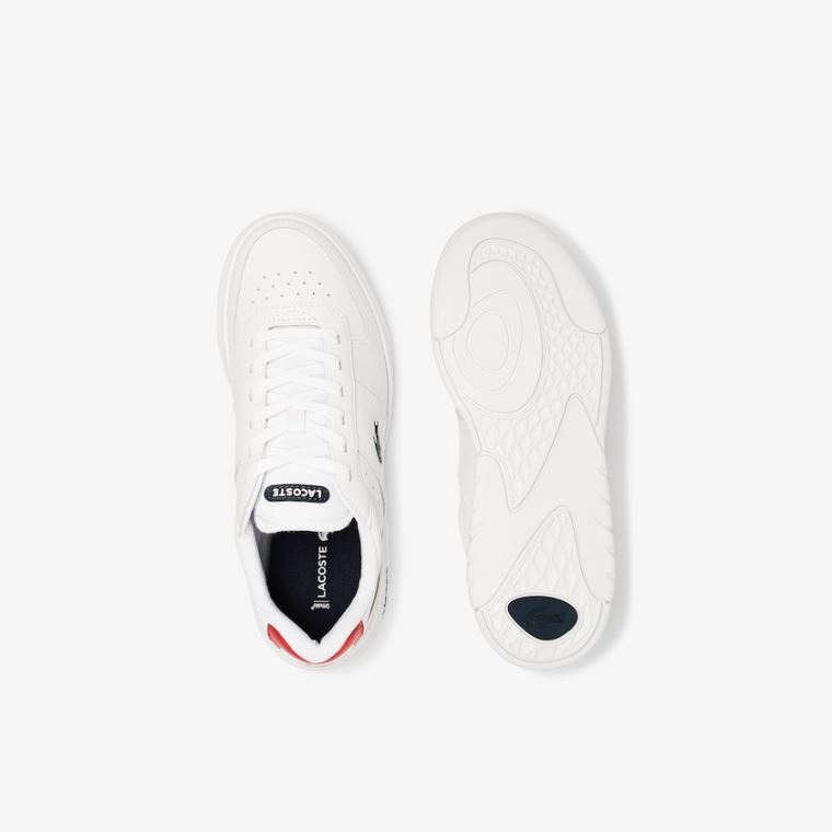 Lacoste Game Advance Lær Sneakers Hvite Beige | OXLyG95D