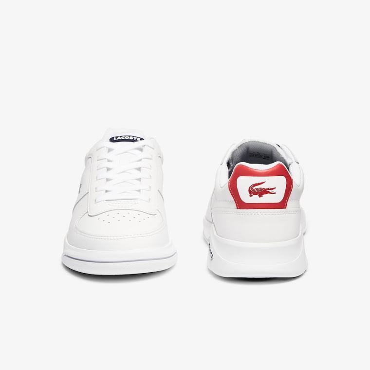 Lacoste Game Advance Lær Sneakers Hvite Beige | OXLyG95D