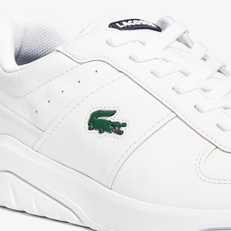 Lacoste Game Advance Lær Sneakers Hvite Beige | OXLyG95D