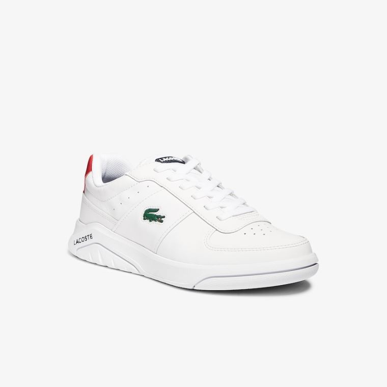 Lacoste Game Advance Lær Sneakers Hvite Beige | OXLyG95D