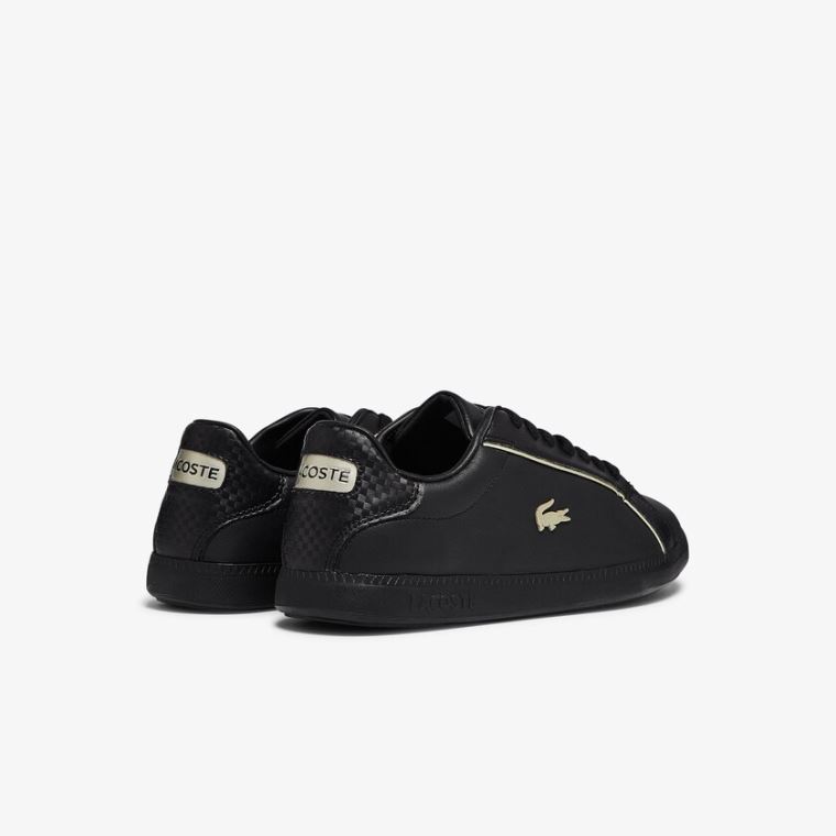 Lacoste Graduate Lær Metallic Detailing Sneakers Svarte | 85pMUr4I