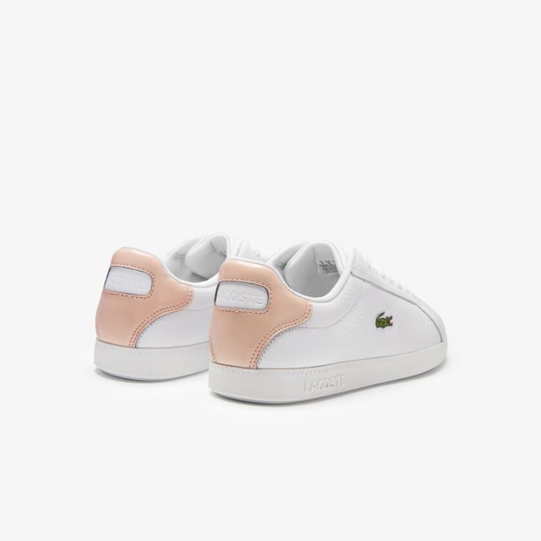 Lacoste Graduate Lær Sneakers Hvite Lyse Oransje | Oz0SnCDw