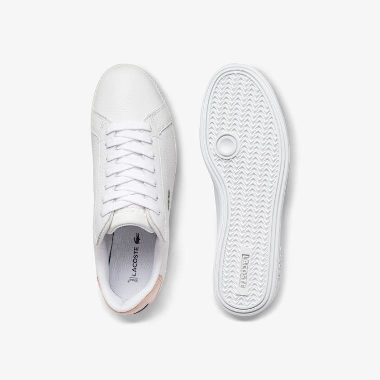 Lacoste Graduate Lær Sneakers Hvite Lyse Oransje | Oz0SnCDw