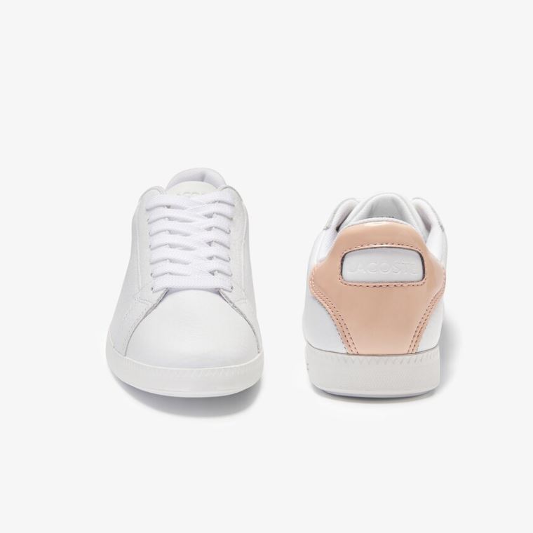 Lacoste Graduate Lær Sneakers Hvite Lyse Oransje | Oz0SnCDw