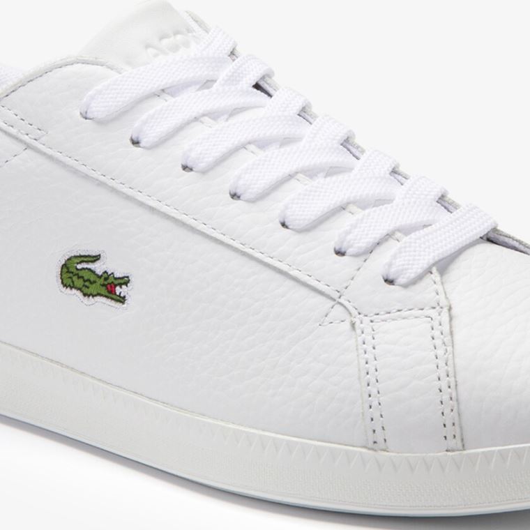 Lacoste Graduate Lær Sneakers Hvite Lyse Oransje | Oz0SnCDw