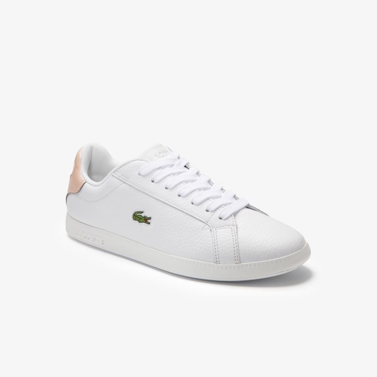 Lacoste Graduate Lær Sneakers Hvite Lyse Oransje | Oz0SnCDw