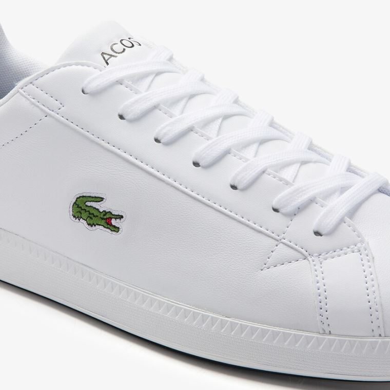 Lacoste Graduate Lær Sneakers Hvite Svarte | Sl62QFFy