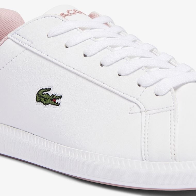 Lacoste Graduate Syntetisk Sneakers Hvite Rosa | omeKlHXd