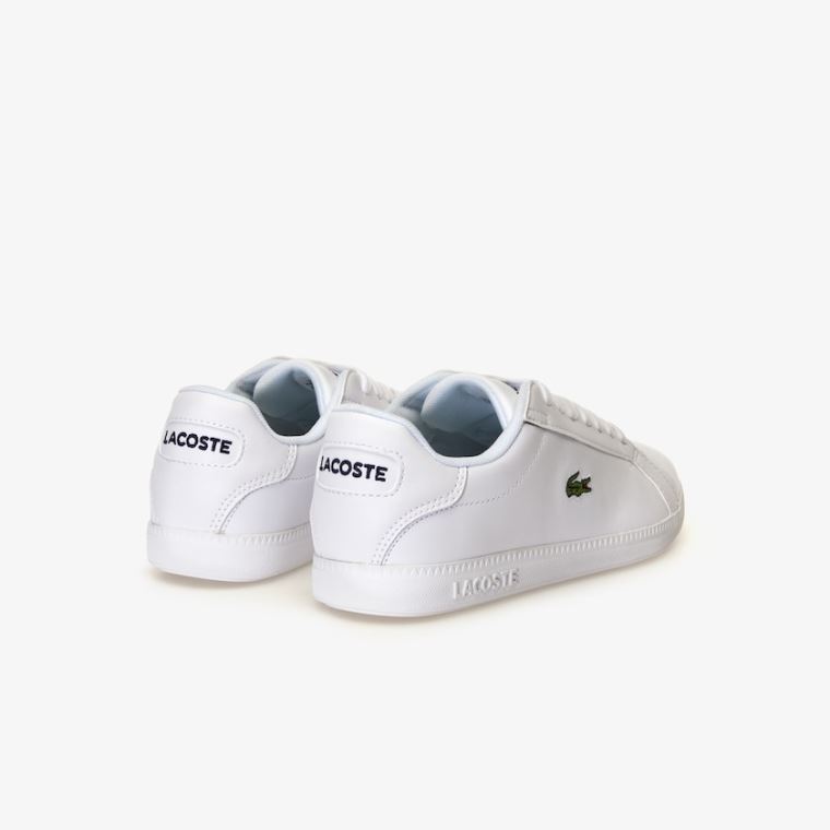 Lacoste Graduate Tonal Lær Sneakers Hvite | OHDU9YYW