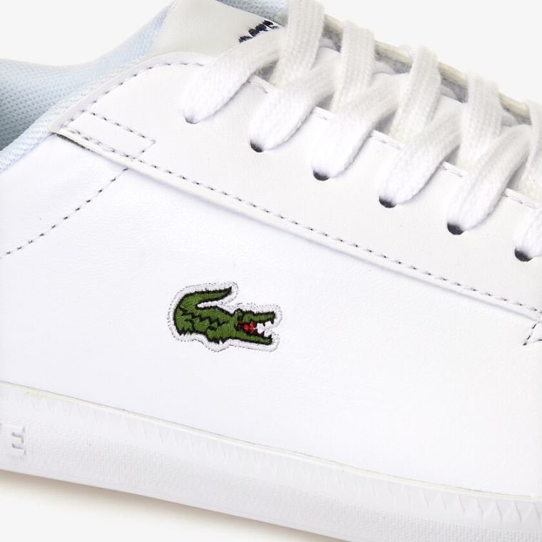 Lacoste Graduate Tonal Lær Sneakers Hvite | OHDU9YYW