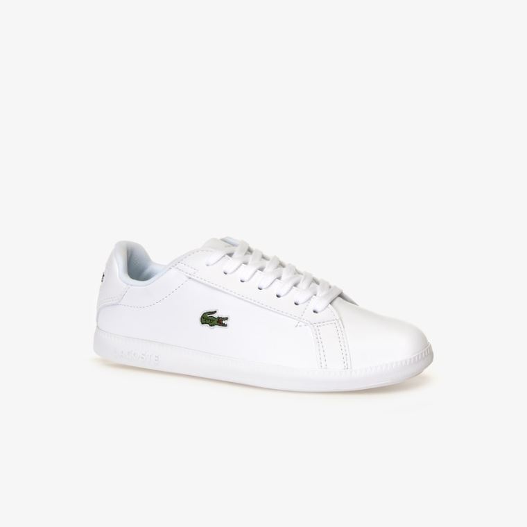 Lacoste Graduate Tonal Lær Sneakers Hvite | OHDU9YYW