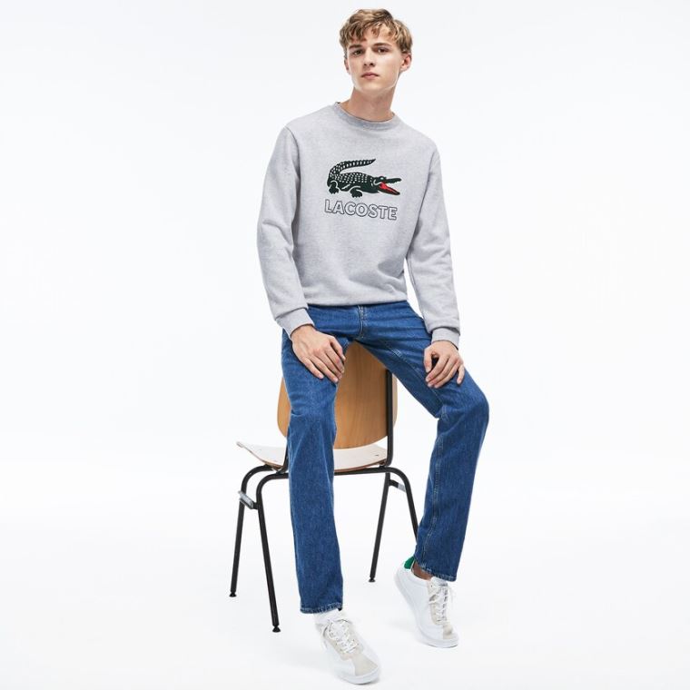 Lacoste Graphic Croc Sweatshirt Grå | 4ScbV6R4