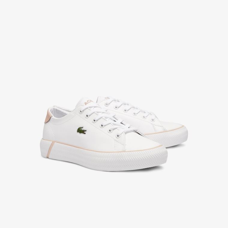 Lacoste Gripshot BL Lær and Syntetisk Sneakers Hvite Rosa | wO9Hei6O