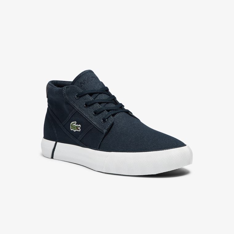 Lacoste Gripshot Canvas and Lær Chukkas Marineblå Hvite | JzPLnLCJ