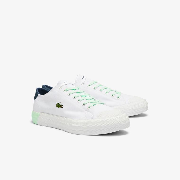 Lacoste Gripshot Canvas and Lær Plimsolls Hvite Lyse Grønn | ION8Nolv