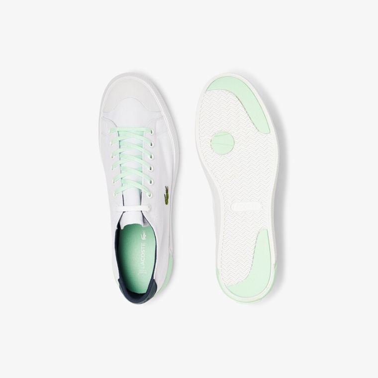 Lacoste Gripshot Canvas and Lær Plimsolls Hvite Lyse Grønn | ION8Nolv