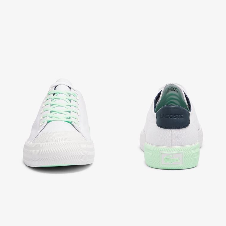 Lacoste Gripshot Canvas and Lær Plimsolls Hvite Lyse Grønn | ION8Nolv