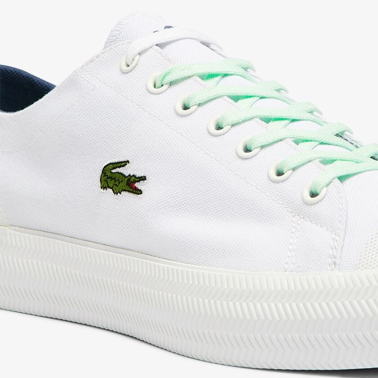 Lacoste Gripshot Canvas and Lær Plimsolls Hvite Lyse Grønn | ION8Nolv