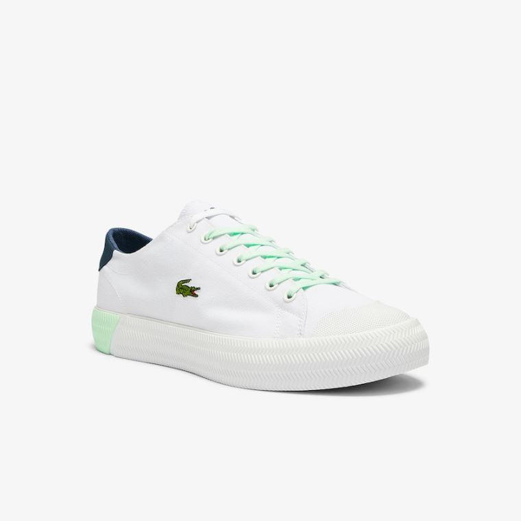 Lacoste Gripshot Canvas and Lær Plimsolls Hvite Lyse Grønn | ION8Nolv