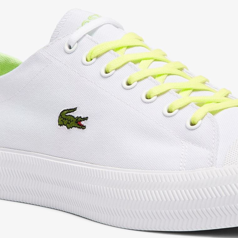 Lacoste Gripshot Canvas and Lær Plimsolls Hvite Lyse Gul | qOAydeWj