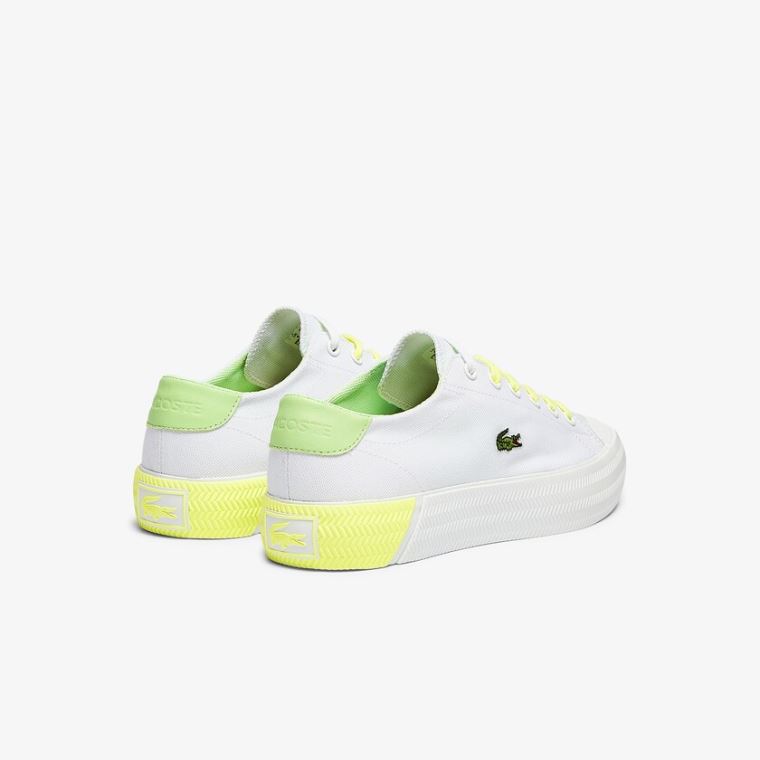 Lacoste Gripshot Canvas and Lær Sneakers Hvite Lyse Gul | J4eg8Sur