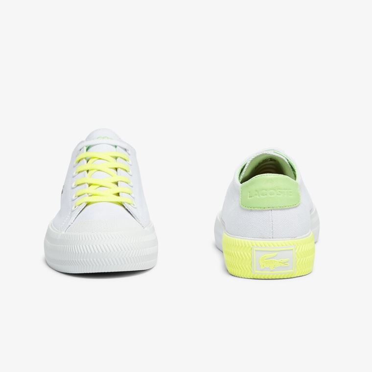 Lacoste Gripshot Canvas and Lær Sneakers Hvite Lyse Gul | J4eg8Sur