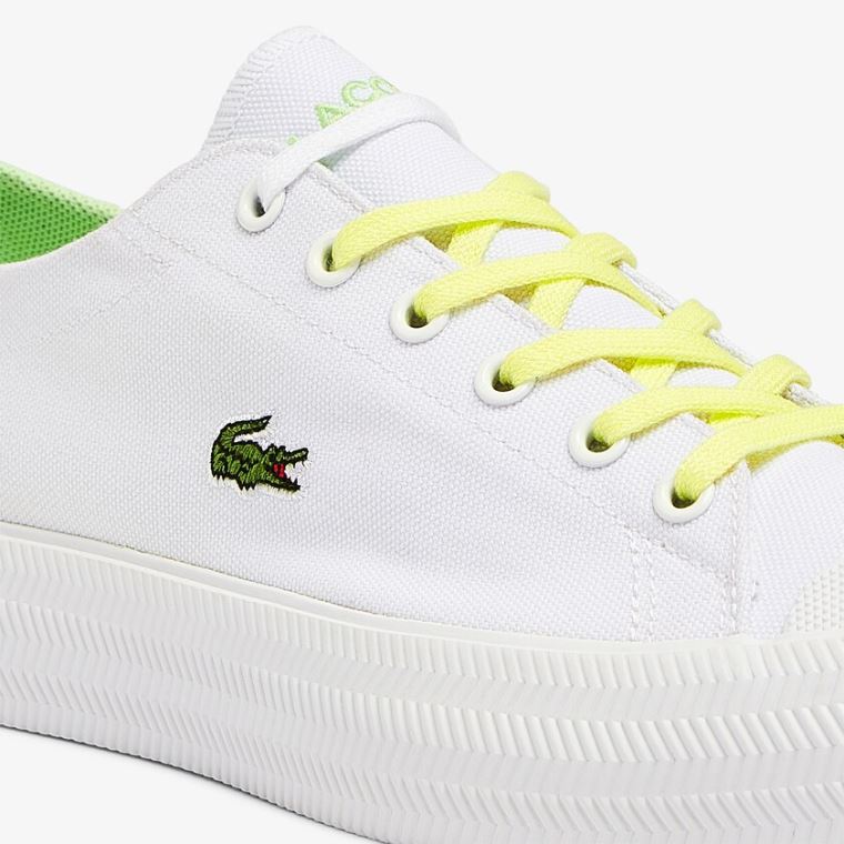 Lacoste Gripshot Canvas and Lær Sneakers Hvite Lyse Gul | J4eg8Sur