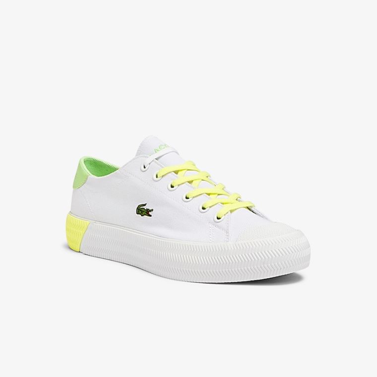 Lacoste Gripshot Canvas and Lær Sneakers Hvite Lyse Gul | J4eg8Sur