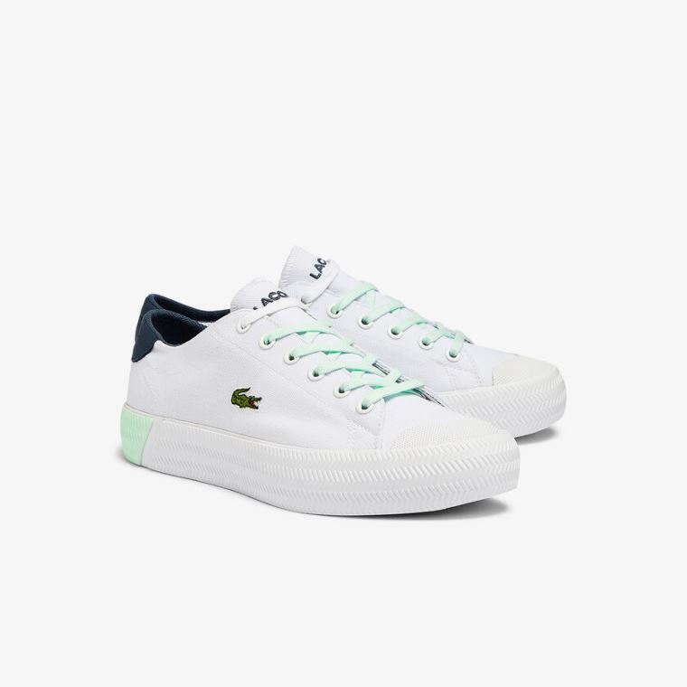 Lacoste Gripshot Canvas and Lær Sneakers Hvite Lyse Blå | WD6BaMqN