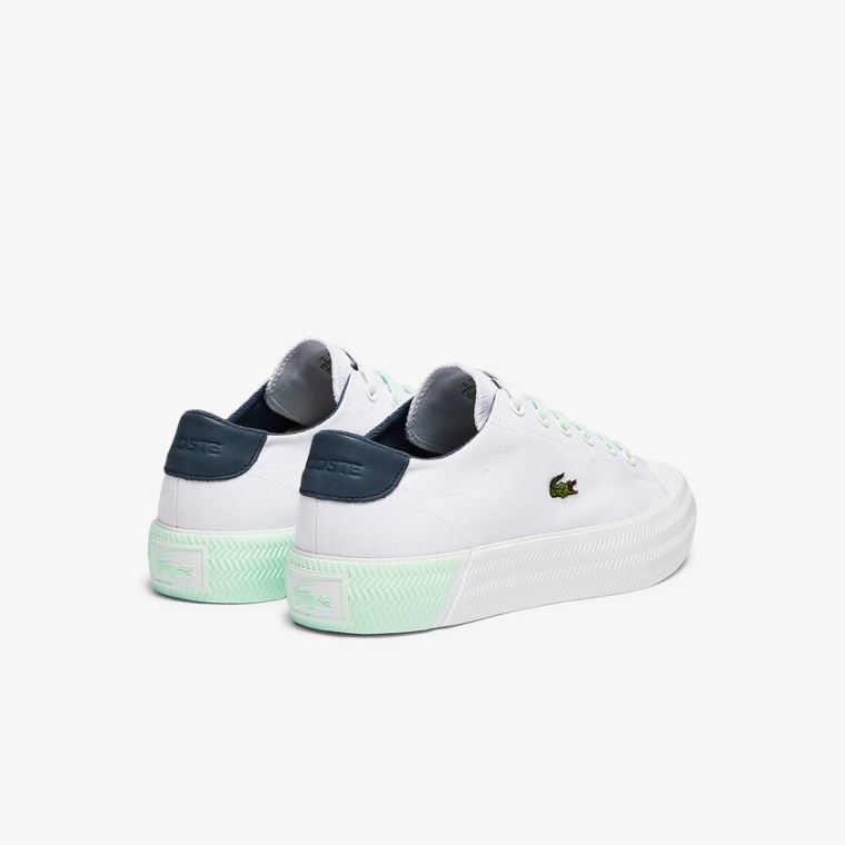 Lacoste Gripshot Canvas and Lær Sneakers Hvite Lyse Blå | WD6BaMqN