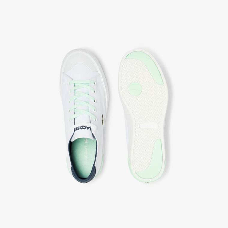 Lacoste Gripshot Canvas and Lær Sneakers Hvite Lyse Blå | WD6BaMqN