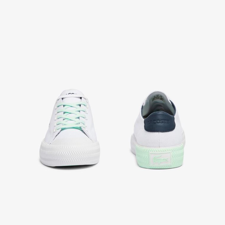 Lacoste Gripshot Canvas and Lær Sneakers Hvite Lyse Blå | WD6BaMqN