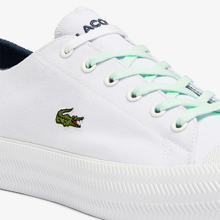 Lacoste Gripshot Canvas and Lær Sneakers Hvite Lyse Blå | WD6BaMqN