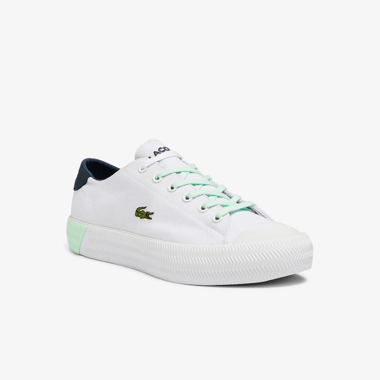 Lacoste Gripshot Canvas and Lær Sneakers Hvite Lyse Blå | WD6BaMqN