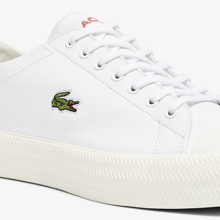 Lacoste Gripshot Lær Sneakers Hvite Beige | j6eQuVPv