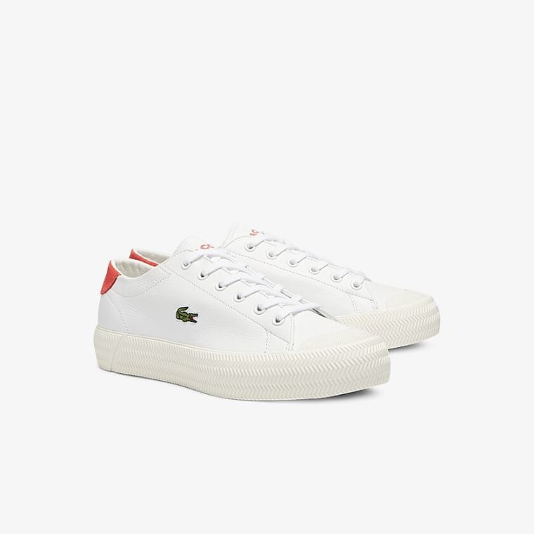 Lacoste Gripshot Lær and Semsket Skinn Sneakers Hvite Beige | myMiI8rA