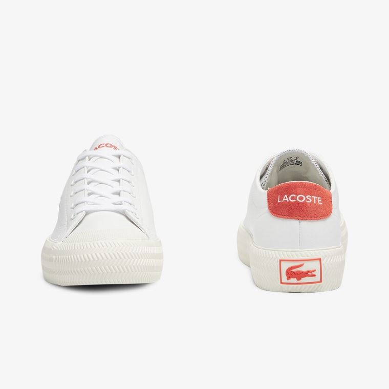 Lacoste Gripshot Lær and Semsket Skinn Sneakers Hvite Beige | myMiI8rA