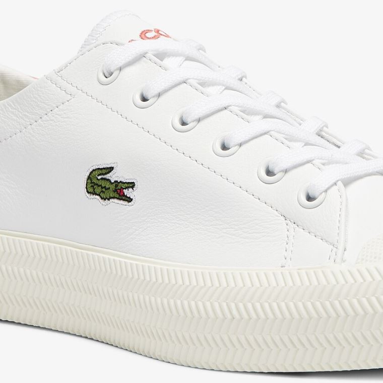 Lacoste Gripshot Lær and Semsket Skinn Sneakers Hvite Beige | myMiI8rA